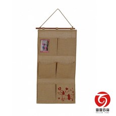 雷霆百貨 黃麻壁掛拖鞋收納袋 整理收納 萬用收納袋 壁掛收納 拖鞋收納, 1個