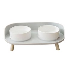 클린온 반려동물 식탁 + 목보호 밥그릇 2구, 1개, 라이트그레이