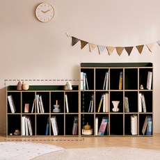 윌로우 조이 가로 1100 와이드 교구장 키즈 아기책장 유아책장 어린이책장, 가로1100 높이750 2단와이드, 딥그린+자작나무