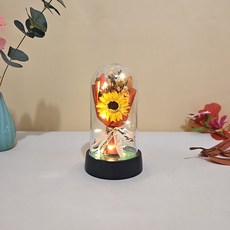 여자 친구를위한 발렌타인 데이 선물 영원한 장미 LED 라이트 호일 꽃 유리 커버 어머니의 날 결혼식 신부, 13 orange, 1개