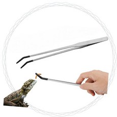 파충류 먹이주기 핀셋 스테인리스 곡선형 집게 거북이 도마뱀 뱀 사육용품 어항 테라리움 애완동물 급식도구, 1개, 02.레드