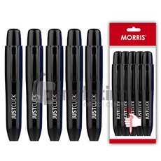 모리스 저스트클릭 노크식 유성매직 L 5개 세트(모리스 정품 블리스터 포장 케이스), 유성매직 L 블랙 5개 세트
