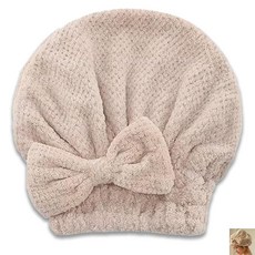 Mirhua 캡 성인용 헤어 타번 흡수·속건 헤어 타월 머리 나비 매듭 귀여운 두꺼운 헤어드라이 레디스 (카키)