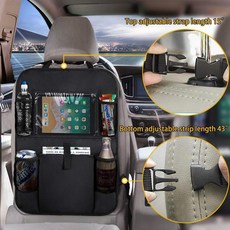 汽車座椅收納袋 椅背置物袋 多功能儲物袋 iPad掛袋 後座防踢 車載車內, 黑色,24in*16in, 1個