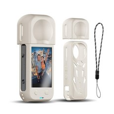 STAR 스타TRC VCR Insta360 X5용 보호 케이스 부드러운 렌즈 캡 프로텍터 만능 실리콘 커버 Insta 360 X5 액세서리용 손목 스트랩 정밀 핏 충전, 베이지