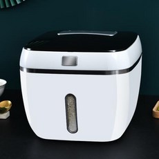 雜糧收納米箱盒廚房家用米桶，防蟲防潮密封加厚大米缸，儲存罐麵粉儲米箱, 陶瓷白【20斤裝-送量杯】, 1個