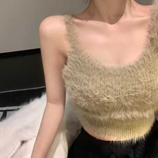 뷔스티에 레이어드 캐미솔 니트 탑 여성 모헤어 민소매 앙고라 조끼 9