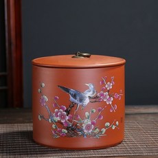 龍泉手工青瓷茶葉罐 大碼儲存罐 陶瓷茶具 便攜普洱茶密封罐 大號送禮 家用防潮儲物罐 中式陶瓷茶罐, 喜上枝頭 一斤裝（送茶勺）, 1個