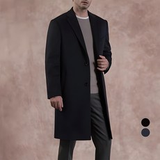 Manitsuit 男士素色切斯特菲爾德羊毛大衣