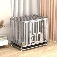 陞級全方管狗籠子 中大型犬狗籠 金毛拉佈拉多室內狗籠 帶厠所分離 狗籠 狗屋 狗窩 狗房子, 1個, 銀色 78*54*72
