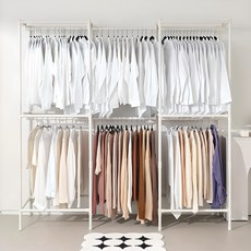 MF MAGIC HOUSE 更衣室雙軌系統2層衣架 +橡膠槌, 白色