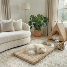 달그라미 버블 극세사 반려동물 방석, 1개, 웜 샌드 베이지