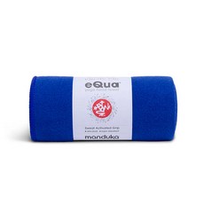 Manduka eQua 瑜珈手鋪巾 親膚吸汗止滑 瑜伽鋪巾 阿斯坦珈 流動瑜珈適用 67*40cm, Blue Toad, 1個