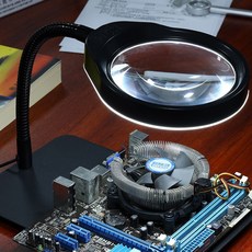 탁상용LED확대경 스탠드 수리 조명 백유리 핸드폰 고배율, 4. 더블 클램프 듀얼업 화이트 글라스 30X