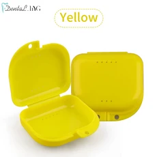 1PC 실리콘 치과 틀니 케이스 리테이너 보관 상자 교정기 마우스 가드 환기 구멍, 01 Yellow