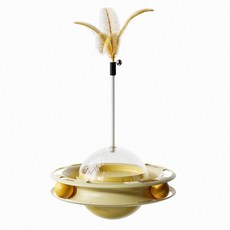 貓咪軌道漏食不倒翁轉盤玩具 寵物互動逗貓神器, 1個, 貓咪漏食不倒翁玩具【奶黃色】, 奶黃色