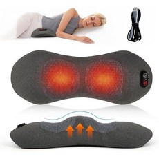 카리니파이 3-in-1 충전식 목 마사지 베개 - 어깨 심부 조직 를 위한 혹 온열 및 견인 기능 여성용 교정기, Gray