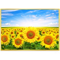 디데코 돈들어오는 황금 햇살 해바라기 그림 골드 액자 거실 현관 풍수 집들이 개업 선물 인테리어 금전운, 1개