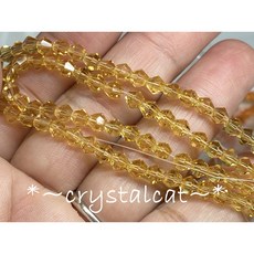 crystalcat 鵝黃色琉璃水晶菱形切面扁珠 手創飾品配件, 1個
