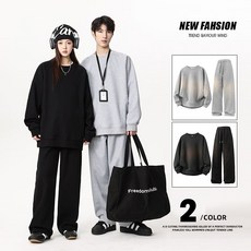 運動套裝男士春秋季2025新款情侶休閒男生酷帥穿搭一整套衛衣衛褲