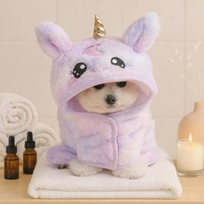 2025新款 寵物浴巾 寵物浴袍 可愛獨角獸浴巾 寵物睡袍 WEJQ, 可愛卡通浴巾-紫色小馬,L, 1個