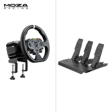 MOZA R5pro 레이싱 레이싱 휠 번들 패키지 페달 게임기 Xbox PC용 엑박 티어링 휠 관부세포함, 1개, R5PRO-베이스+ES핸들+SPR페달세개+거치대