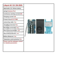 Lifepo4 4S 12V 200A 150A BMS 밸런스 NTC 충전 방전 다중 보호 보드 포함, 01 lifepo4 4S 12V, 04 25A Common Port NTC