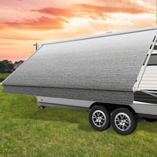 글래머풀 RV 차양 천 교체 18.5온스 헤비 듀티 비닐 캠핑카 캐노피 여행 트레일러용, Signal Grey, 11FT(Fabric10'2")