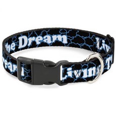 Buckle-Down 고양이 목걸이 Breakaway Living The Dream Clouds 블랙 블루 화이트 22.9~38.1cm(9~15인치) 너비 1.3cm(0.5