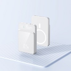 RYZO 22.5W 고속충전 20000mAh 대용량 보조배터리 초슬림 맥세이프보조배터리 무선충전 다양한 색상, 1개, 화이트