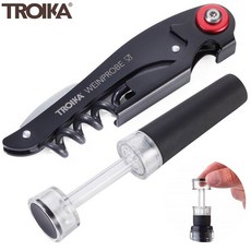 TROIKA 開瓶器與瓶塞組 海馬刀設計 適用於紅酒葡萄酒, 1個, Black