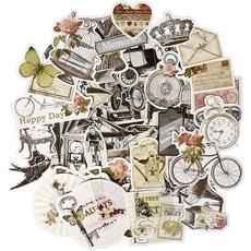 FaCraft 빈티지 스티커 물병 스크랩북용 50PCS 스탬프 에페메라 에스테틱 스크랩북 용품 저널링 DIY 공예품용 데코 종이