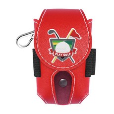 Royalways 클립이 달린 휴대용 PU 가죽 골프공 파우치/허리 파우치/골퍼 선물 (여성/남성용), 5cm x 9cm, 빨간색