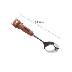 高顏值可拆卸防燙手柄叉子勺子卡通叉勺兒童吃飯餐具家用湯勺批發, 1個, 1個, 小熊勺子