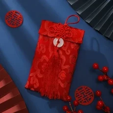 1개 레드 엔벨로프 중국 설날 돈 봉투 음력 실크 홍바오, 03 C