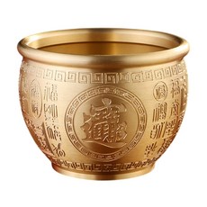 招財進寶聚寶盆擺件 開運風水招財擺飾 店面 居家裝飾喬遷禮品, 銅本色招米來財