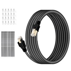HUO JI CAT8 40Gbps 초고속 게이밍 랜케이블 인터넷 랜선, 검정색, 1개, 15m