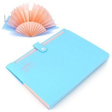 A4 12칸 아코디언 블루 파일케이스 학습지 문서 보관 MD2026-TRC001