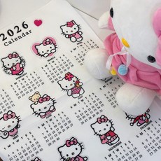 2026년 헬로 키티 감성 달력 벽걸이 포스터 캘린더 천 달력 벽꾸 벽꾸미기 방꾸미기 템, 1개, B 70cm x 100cm(대)
