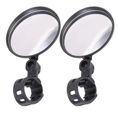 핸들바 엔드용 자전거 거울 2팩 후방 뷰 미러 접이식 조절 가능 광각 HD 유리 볼록 안전한 타기, 2개, 05 Black A 2PCS