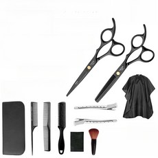 美髮剪刀11件套組 剪瀏海神器 不鏽鋼理髮剪刀 打薄剪刀 剪髮工具組, 1個, 黑色10件套,1