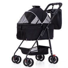 KOLKO 輕便寵物推車 舒適透氣可拆卸座艙 快速收車 寵物外出好幫手, 黑色, 1個