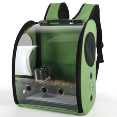 앵무새 이동가방 백팩 투명 반려 동물 산책 이동장 앵무새 잉꼬 외출용 가방 조류 용품, 경량패키지(스탠딩스틱제외), 초록