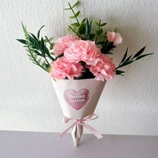 봄의선물 납골당 꽃다발 봉안당 꾸미기 조화 카네이션 [부착형] 성묘꽃, 1개, 미니카네이션 연핑