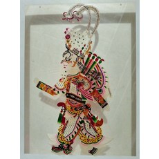 手工皮影 藩王 傳統手工藝 非遺上等牛皮雕刻 雙面上色 收藏 50cm, 如圖所示, 1個