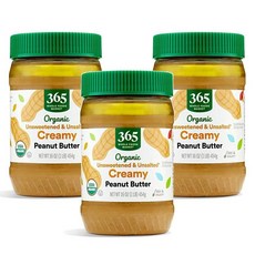 365 홀푸드마켓 무가당 무염 크리미 땅콩버터 454g, 3개