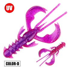 스핀폴러 터프 소프트 플라스틱 낚시 루어 새우게 모양 가벼운 소금물 활성 플로팅 드롭샷 배스송어 낚시용, 6. Color-D / A. 4cm (20pcs), 1개