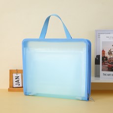 透明風琴包 A4 科目分類收納袋 學生試卷收納 13格資料冊, 透明藍, 1個