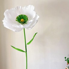 자이언트 페이퍼 플라워 만들기 DIY 포토존 종이꽃 A, 잎 포함 화이트 1송이