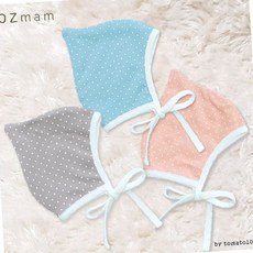 신생아 보넷 순면 도트무늬 끈 리본 아기모자 출산용품